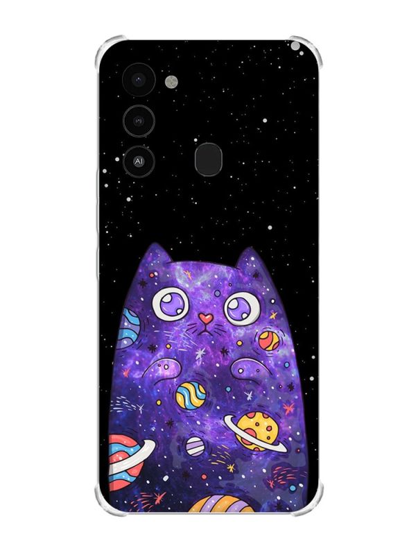 Чохол з потовщеними кутами на TECNO Spark Go 2022 :: Фіолетова кішка (принт 361)