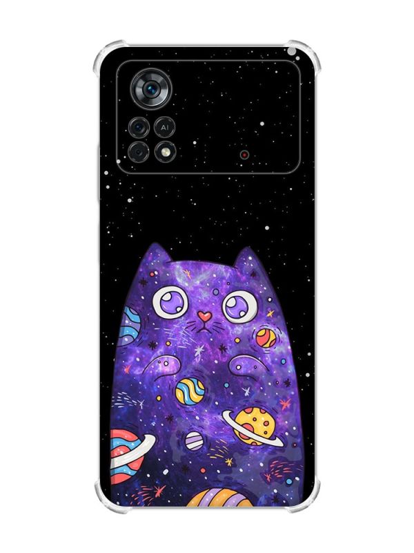 Чохол з потовщеними кутами на Xiaomi Poco X4 Pro 5G :: Фіолетова кішка (принт 361)