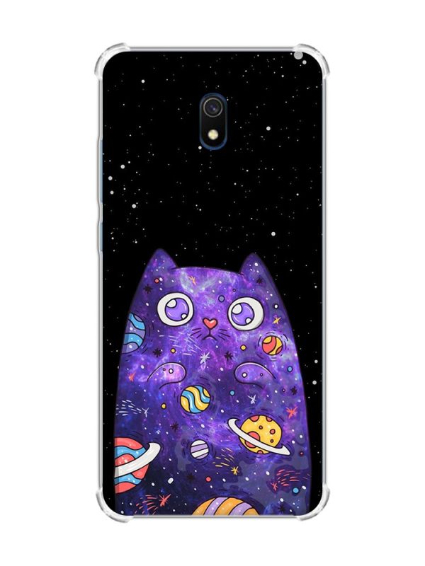 Чохол з потовщеними кутами на Xiaomi Redmi 8A :: Фіолетова кішка (принт 361)