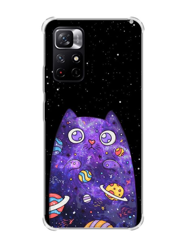 Чохол з потовщеними кутами на Xiaomi Redmi Note 11 5G :: Фіолетова кішка (принт 361)
