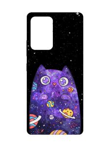 Матовий чохол з рожевими боками на Samsung Galaxy A52 :: Фіолетова кішка (принт 361)