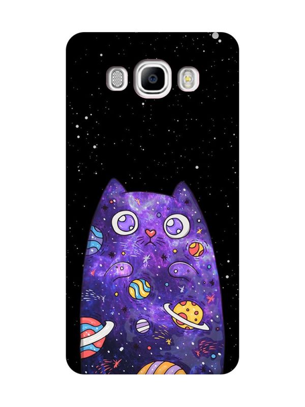 Матовий чохол з рожевими боками на Samsung Galaxy J7(2016) J710 :: Фіолетова кішка (принт 361)