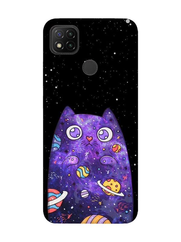 Матовий чохол з рожевими боками на Xiaomi Redmi 9C/10A :: Фіолетова кішка (принт 361)