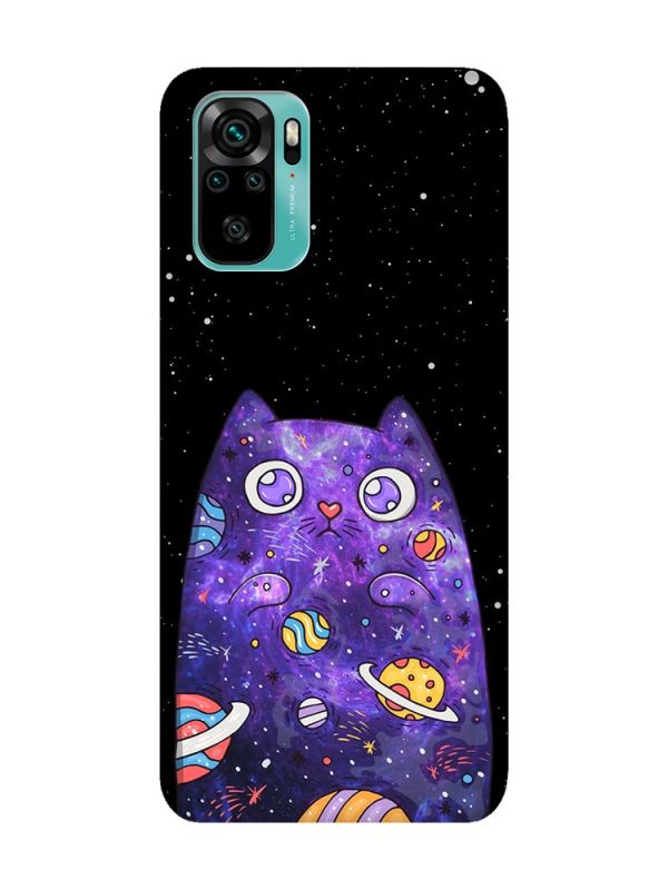 Матовий чохол з рожевими боками на Xiaomi Redmi Note 10 / Note 10s :: Фіолетова кішка (принт 361)