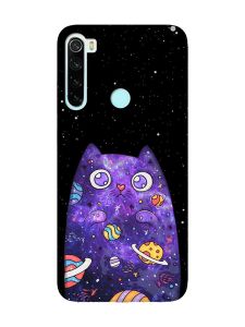 Матовий чохол з рожевими боками на Xiaomi Redmi Note 8 :: Фіолетова кішка (принт 361)