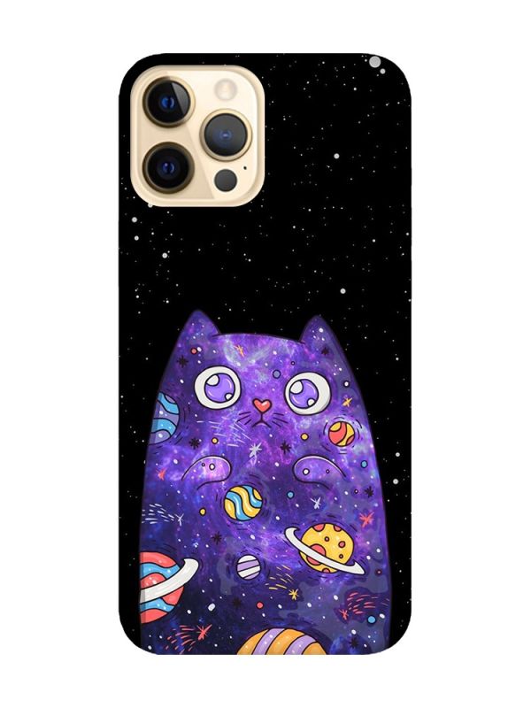 Матовий чохол з чорними боками на iPhone 12 Pro Max :: Фіолетова кішка (принт 361)