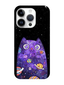 Матовий чохол з чорними боками на iPhone 14 Pro :: Фіолетова кішка (принт 361)