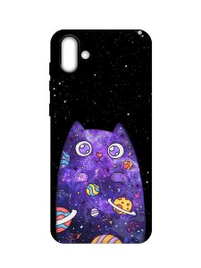 Матовий чохол з чорними боками на Samsung Galaxy A04 :: Фіолетова кішка (принт 361)