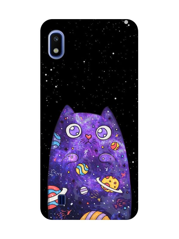 Матовий чохол з чорними боками на Samsung Galaxy A10 (2019) A105 :: Фіолетова кішка (принт 361)