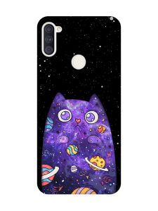 Матовий чохол з чорними боками на Samsung Galaxy A11 :: Фіолетова кішка (принт 361)