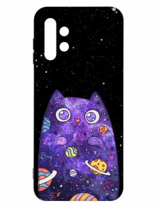 Матовий чохол з чорними боками на Samsung Galaxy A13 4G :: Фіолетова кішка (принт 361)