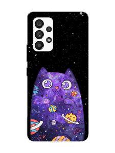 Матовий чохол з чорними боками на Samsung Galaxy A53 4G/5G :: Фіолетова кішка (принт 361)