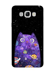 Матовий чохол з чорними боками на Samsung Galaxy J7(2016) J710 :: Фіолетова кішка (принт 361)