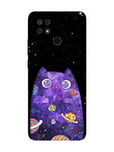 Матовий чохол з чорними боками на Xiaomi Redmi 10C :: Фіолетова кішка (принт 361)