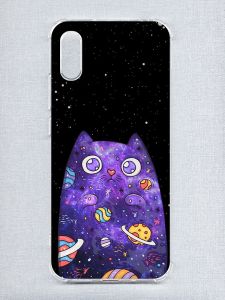 Чохол з потовщеними кутами на Xiaomi Redmi 9A :: Фіолетова кішка (принт 361)