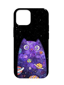 Матовий чохол з бірюзовими боками на iPhone 12 Pro Max :: Фіолетова кішка (принт 361)