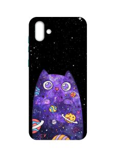 Матовий чохол з бірюзовими боками на Samsung Galaxy A04 :: Фіолетова кішка (принт 361)