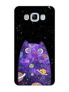 Матовий чохол з бірюзовими боками на Samsung Galaxy J7(2016) J710 :: Фіолетова кішка (принт 361)