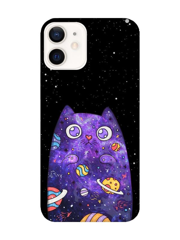 Матовий чохол з червоними боками на iPhone 12 / 12 Pro (6.1) :: Фіолетова кішка (принт 361)