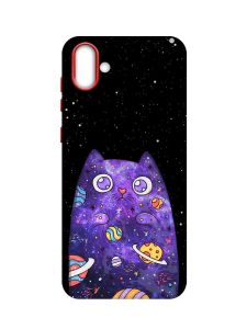 Матовий чохол з червоними боками на Samsung Galaxy A04 :: Фіолетова кішка (принт 361)