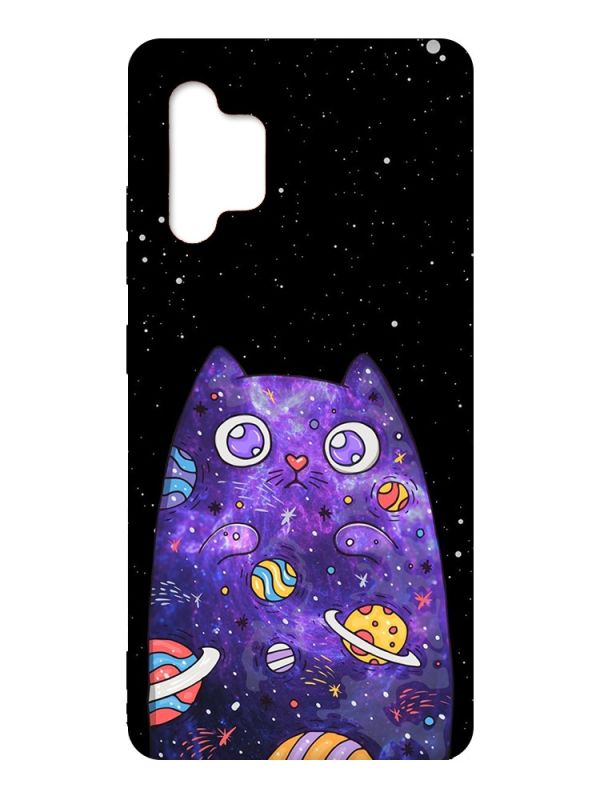 Матовий чохол з червоними боками на Samsung Galaxy A32 :: Фіолетова кішка (принт 361)