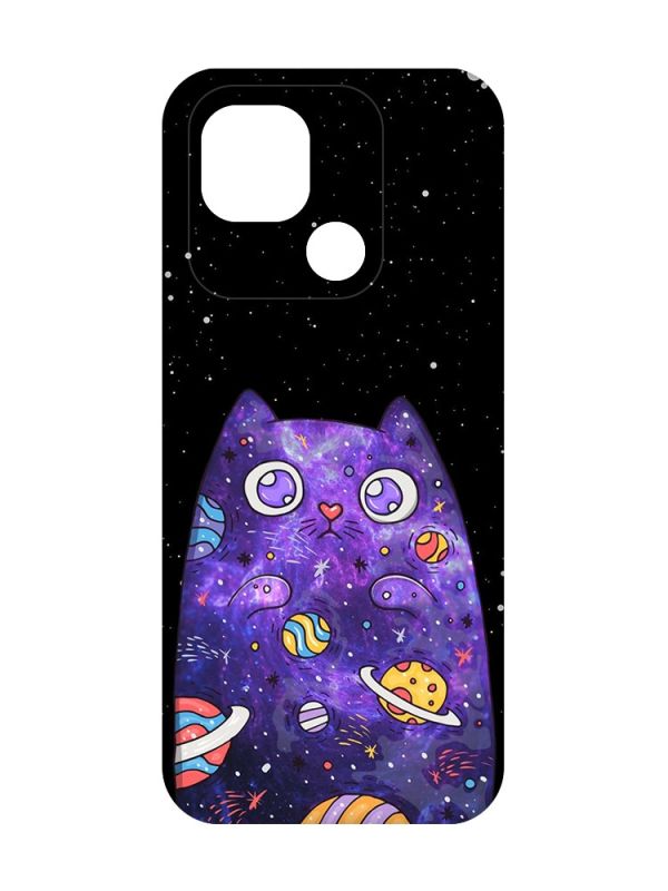 Матовий чохол з червоними боками на Xiaomi Redmi 10C :: Фіолетова кішка (принт 361)