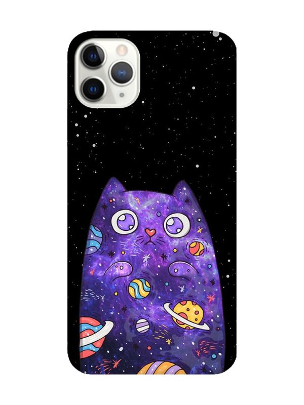 Матовий чохол з рожевими боками на iPhone 11 Pro Max (6.5) :: Фіолетова кішка (принт 361)