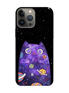 Матовий чохол з рожевими боками на iPhone 13 Pro :: Фіолетова кішка (принт 361)