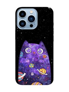 Матовий чохол з рожевими боками на iPhone 13 Pro Max :: Фіолетова кішка (принт 361)