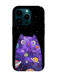 Матовий чохол з рожевими боками на iPhone 14 Pro :: Фіолетова кішка (принт 361)