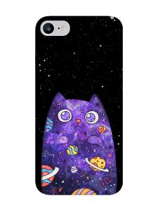 Матовий чохол з рожевими боками на iPhone 7 / 8 :: Фіолетова кішка (принт 361)