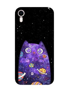 Матовий чохол з рожевими боками на iPhone XR :: Фіолетова кішка (принт 361)