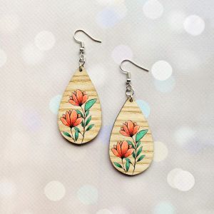 Cережки з дерева. Квіти червоні (принт 8.10, світла основа)