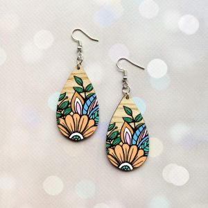 Cережки з дерева. Квіти (принт 8.11, світла основа)