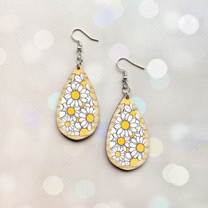 Cережки з дерева. Ромашки (принт 8.13, світла основа)