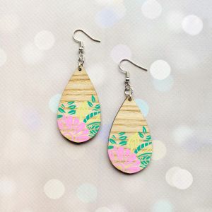 Cережки з дерева. Квітковий принт (принт 8.19, світла основа)