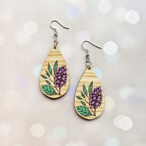 Cережки з дерева. Квітковий принт (принт 8.20, світла основа)