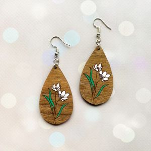 Cережки з дерева. Квіти (принт 8.9, темна основа)