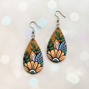 Cережки з дерева. Квіти (принт 8.11, темна основа)