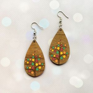 Cережки з дерева. Квіткова геометрія (принт 8.16, темна основа)