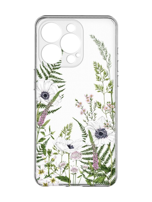 Прозорий чохол із захистом камери на iPhone 15 Pro Max :: Квіти польові (принт 363)