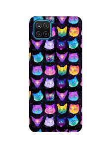 Матовий чохол з бірюзовими боками на Samsung Galaxy A12 :: Котики Фон (принт 362)