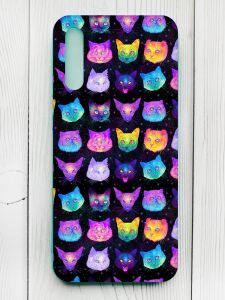 Матовий чохол з бірюзовими боками на Samsung Galaxy A50 (2019) A505/A30s :: Котики Фон (принт 362)