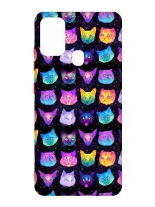 Матовий чохол з червоними боками на Samsung Galaxy M30s/M21 :: Котики Фон (принт 362)