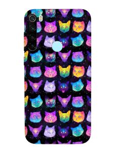 Матовий чохол з червоними боками на Xiaomi Redmi Note 8T :: Котики Фон (принт 362)