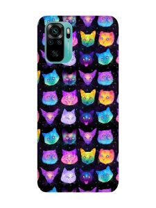 Матовий чохол з червоними боками на Xiaomi Redmi Note 10 / Note 10s :: Котики Фон (принт 362)