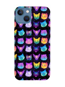 Матовий чохол з бірюзовими боками на iPhone 13 :: Котики Фон (принт 362)