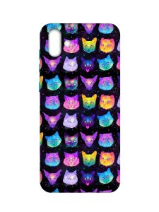 Матовий чохол з бірюзовими боками на Samsung Galaxy A04 :: Котики Фон (принт 362)