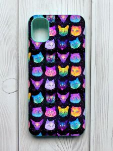 Матовий чохол з бірюзовими боками на Samsung Galaxy A04E / A042 :: Котики Фон (принт 362)