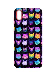 Матовий чохол з червоними боками на Samsung Galaxy A04 :: Котики Фон (принт 362)